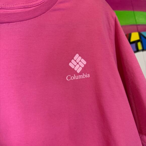 Columbia Pink Short Sleeve Cropped Tee Vibrant Casual Comfort, Size 2X - Picture 2 of 6